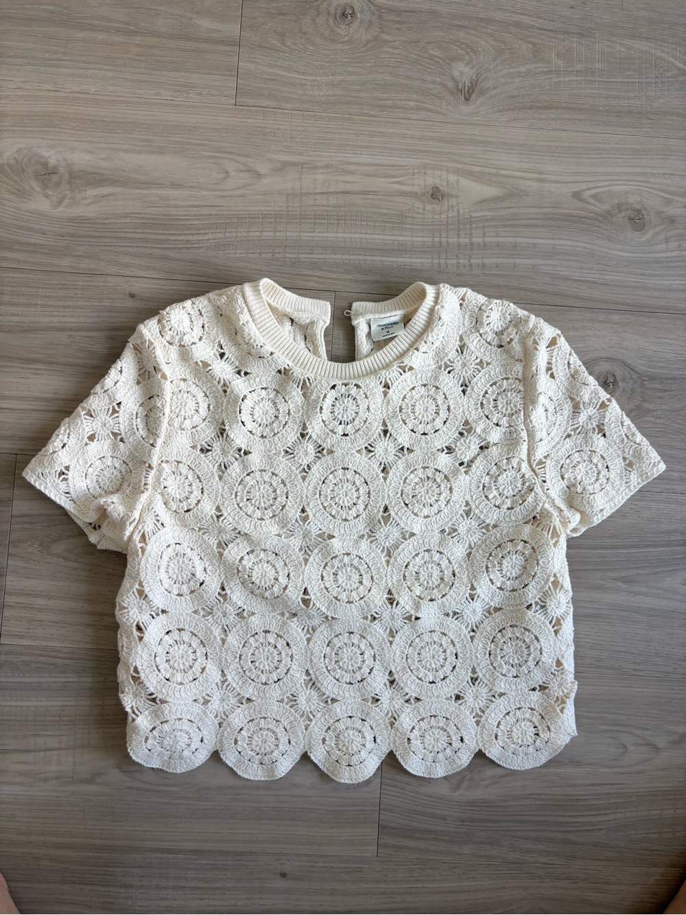 Abercrombie Crochet Lace Short Sleeve Top - Cream